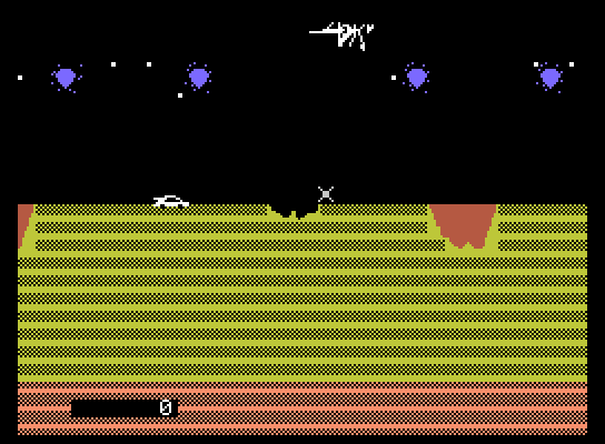 James Bond 007 ColecoVision Screenshot: There are some craters ahead, be sure to jump over them!