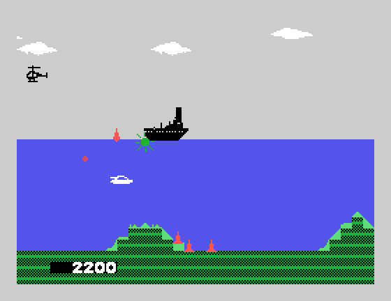 James Bond 007 Sega SG-1000 Screenshot: I missed the target, so the level repeats until I hit it...