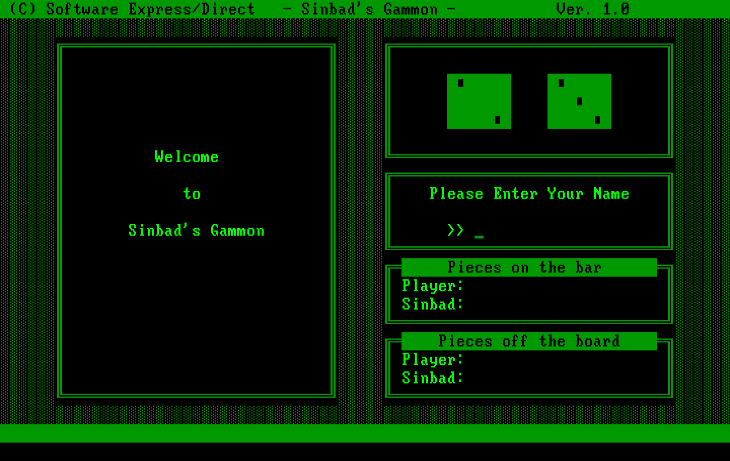 Sinbad's Gammon IBM PC/Compatibles Screenshot: Title screen.