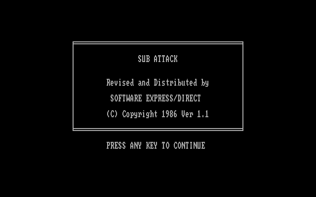 Sub Attack IBM PC/Compatibles Screenshot: Title screen.
