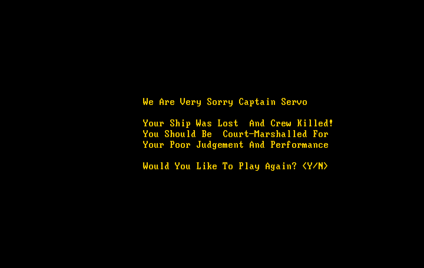 Sub Attack IBM PC/Compatibles Screenshot: Game over.