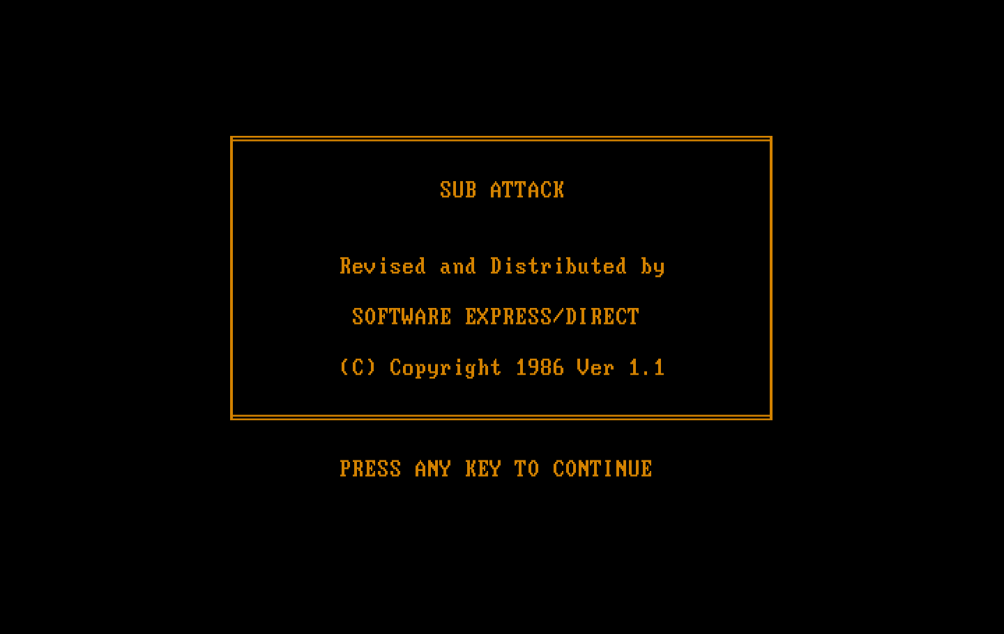 Sub Attack IBM PC/Compatibles Screenshot: Title screen.