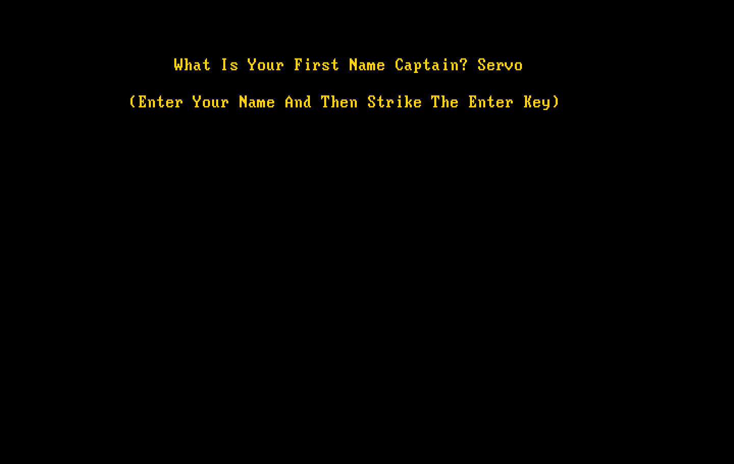 Sub Attack IBM PC/Compatibles Screenshot: What is your name, captain?