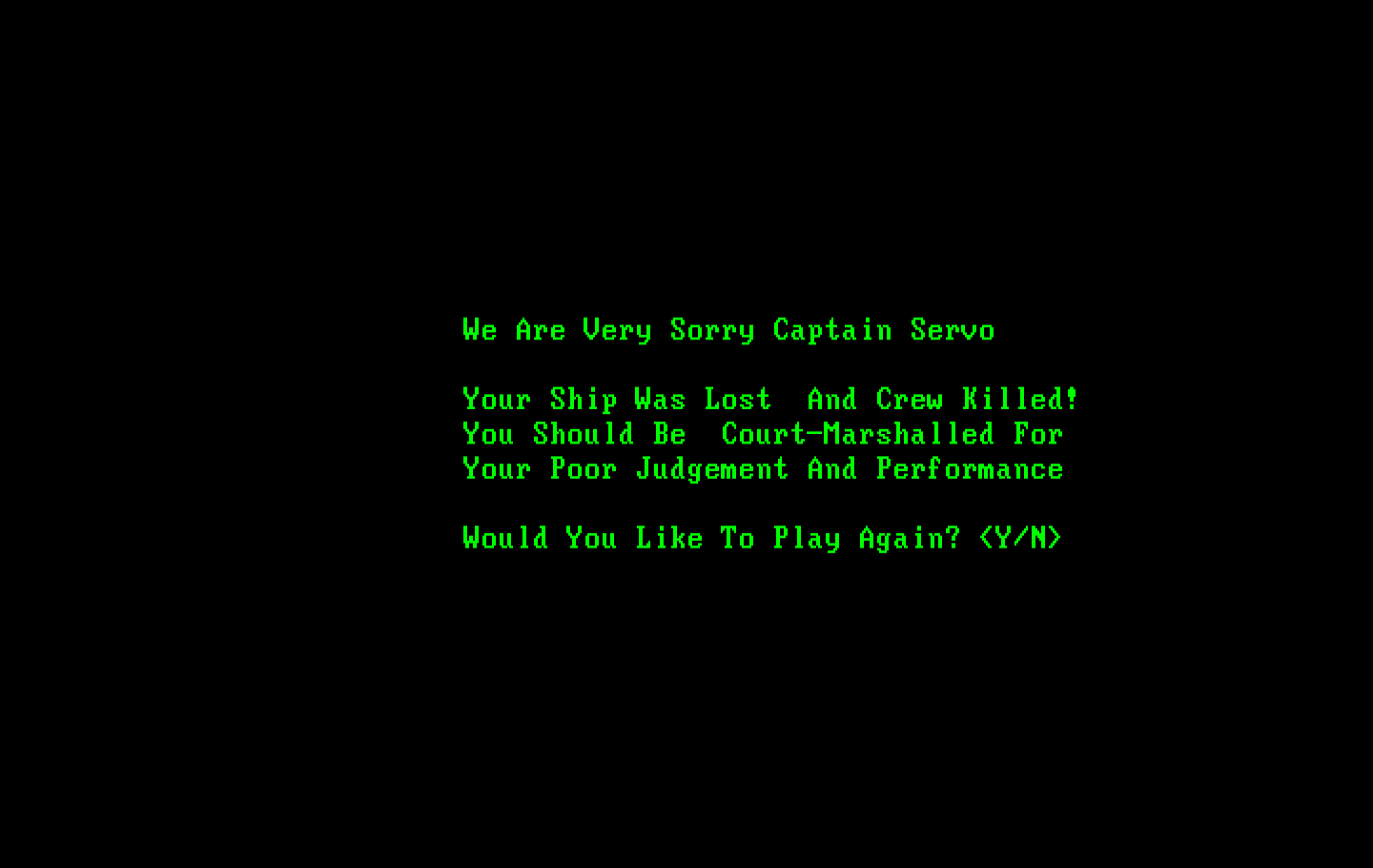Sub Attack IBM PC/Compatibles Screenshot: Game over.