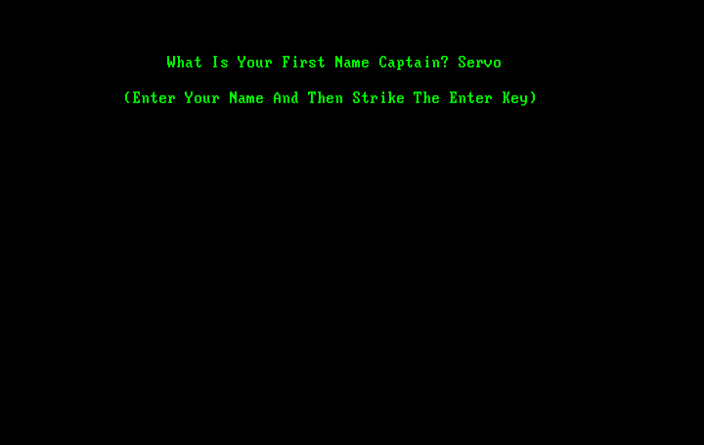 Sub Attack IBM PC/Compatibles Screenshot: What is your name, captain?
