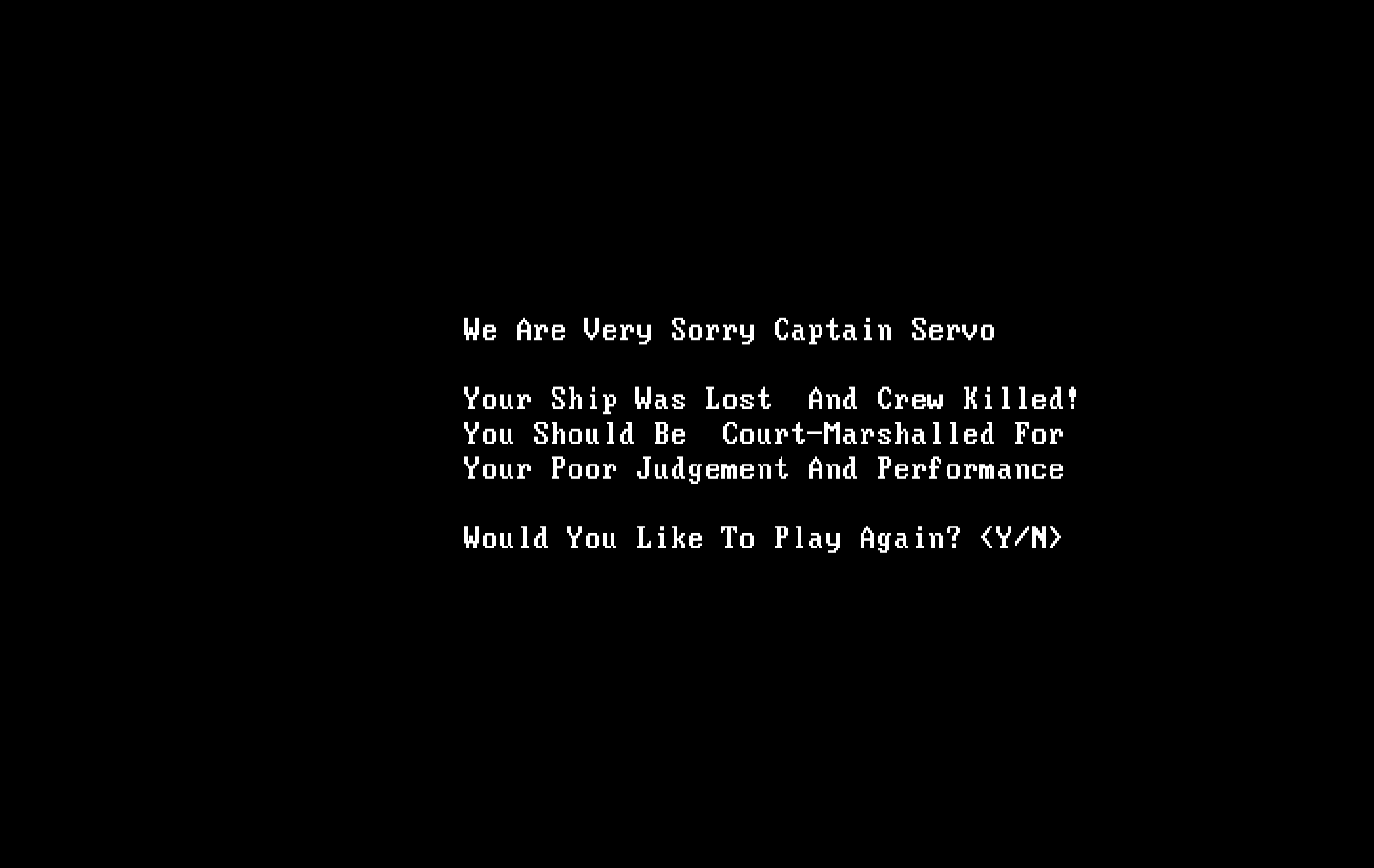 Sub Attack IBM PC/Compatibles Screenshot: Game over.