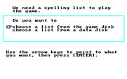Spellagraph for IBM PC/Compatibles - Where do you want to load the word list from?