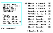 Spellagraph for IBM PC/Compatibles - Here are the available lists that come with the game.