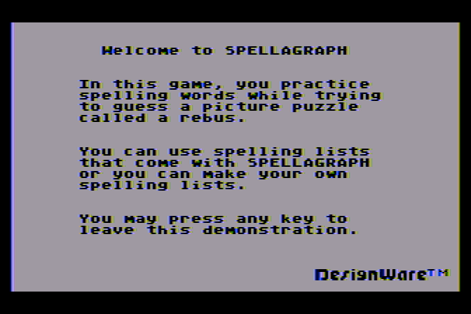Spellagraph Atari 8-bit Screenshot: Game introduction and demonstration.