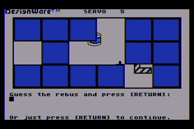 Spellagraph Atari 8-bit Screenshot: Guessing the rebus is still difficult at this point.