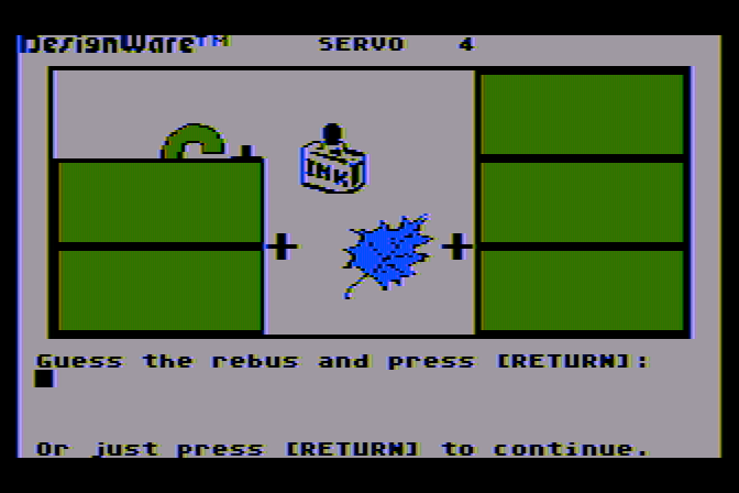 Spellagraph Atari 8-bit Screenshot: Can you guess this rebus yet?