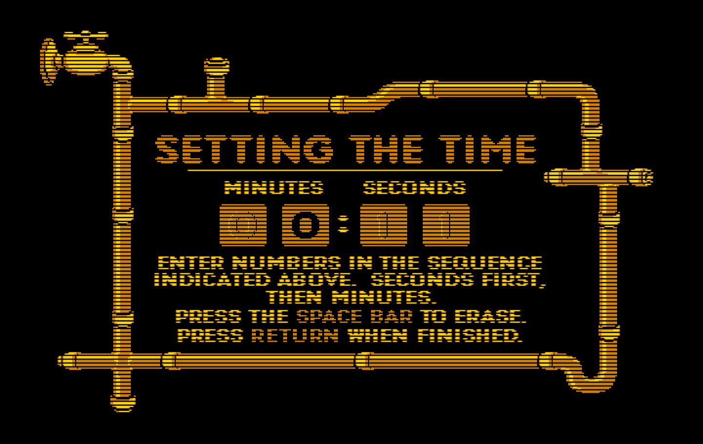 Pipeline IBM PC/Compatibles Screenshot: You can optionally set the time for a game...