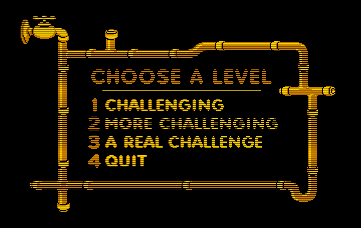 Pipeline IBM PC/Compatibles Screenshot: Choose a skill level...