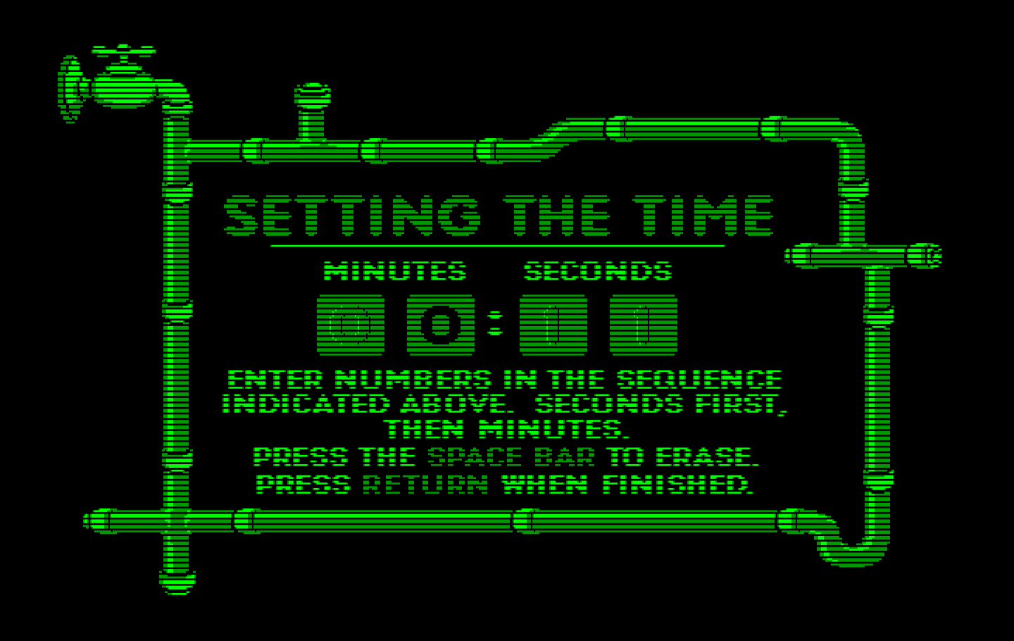 Pipeline IBM PC/Compatibles Screenshot: You can optionally set the time for a game...