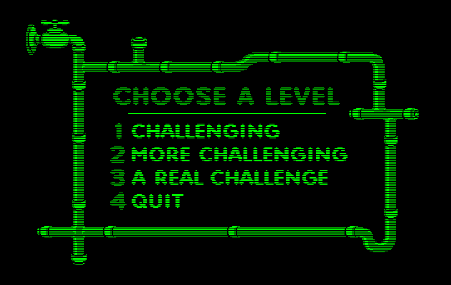 Pipeline IBM PC/Compatibles Screenshot: Choose a skill level...