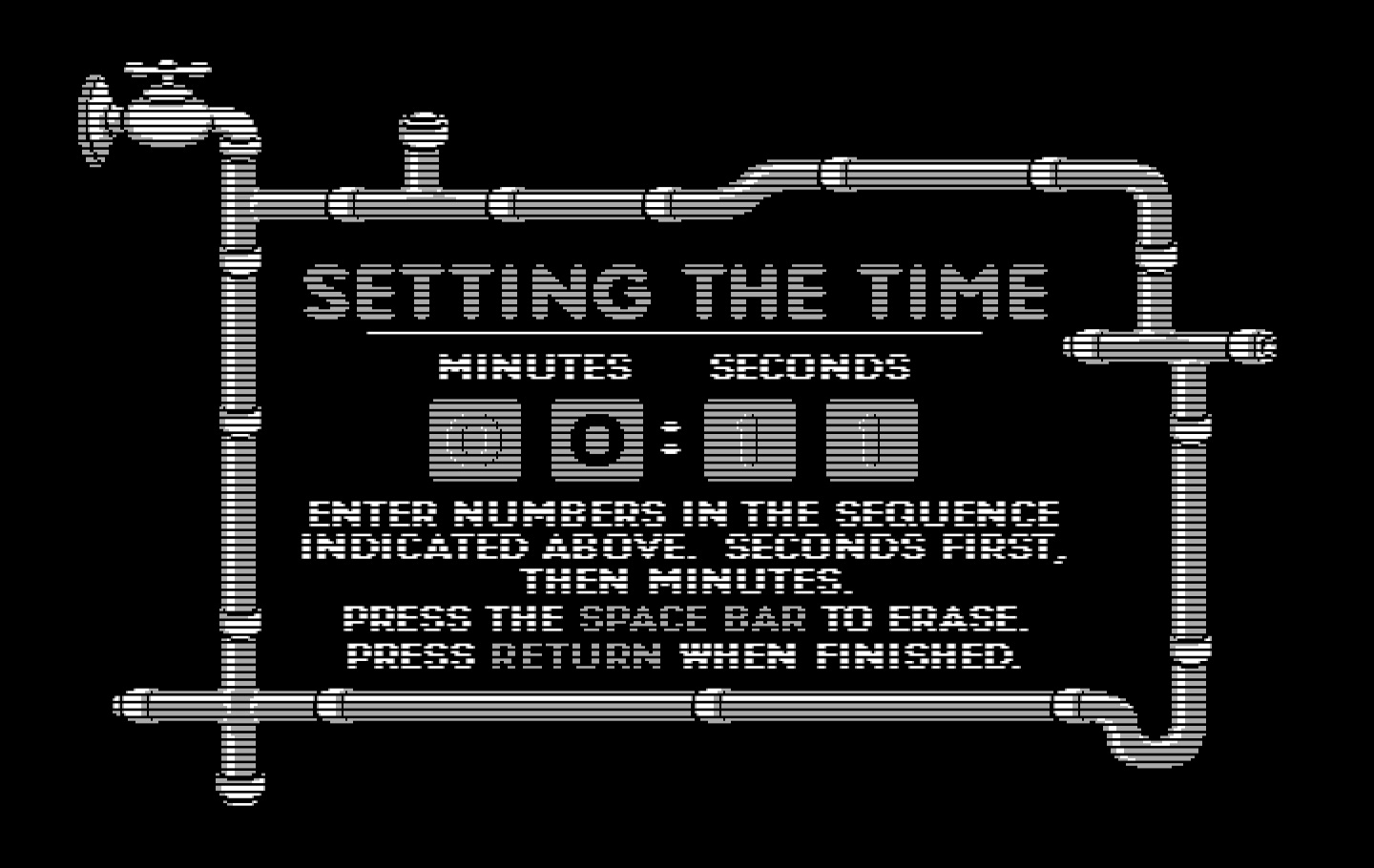 Pipeline IBM PC/Compatibles Screenshot: You can optionally set the time for a game...