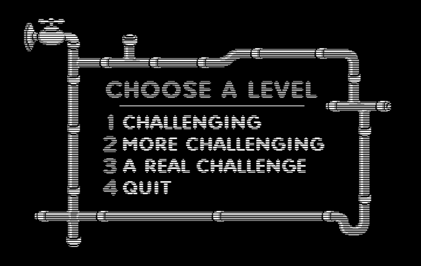 Pipeline IBM PC/Compatibles Screenshot: Choose a skill level...