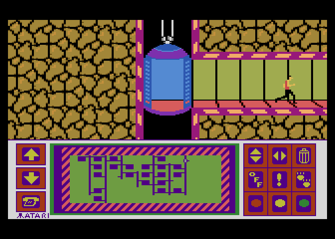 Impossible Mission Atari 7800 Screenshot: The map is slowly revealed...but I haven't found everything yet, better keep looking...