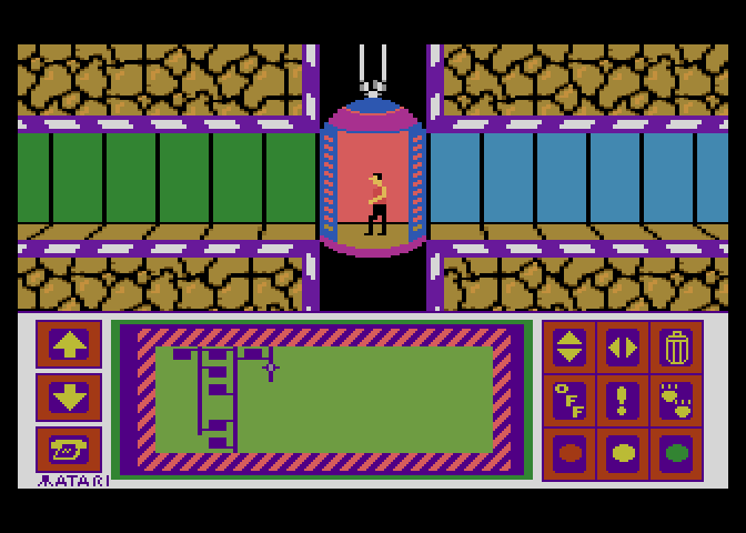 Impossible Mission Atari 7800 Screenshot: In the hallway...head to the left or right?