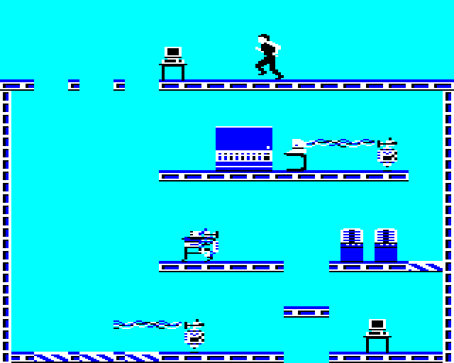 Impossible Mission BBC Micro Screenshot: Running through a room...