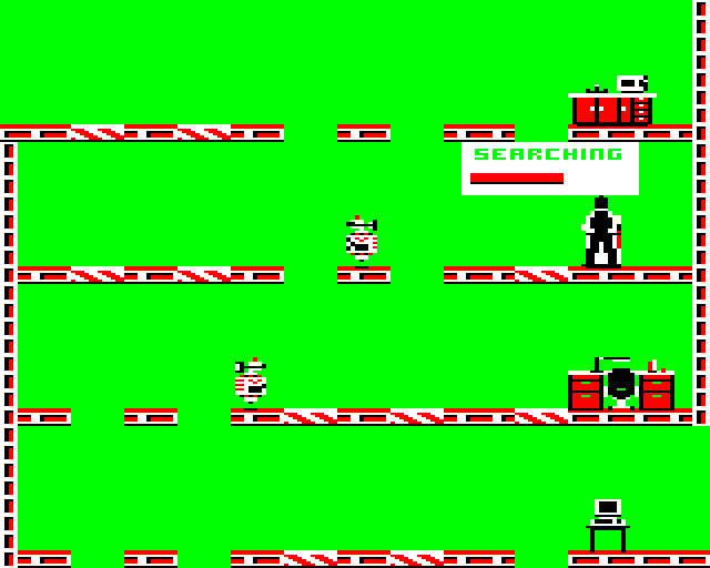 Impossible Mission BBC Micro Screenshot: Searching for items...