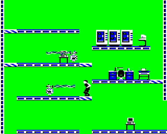 Impossible Mission BBC Micro Screenshot: Don't get zapped by robots!