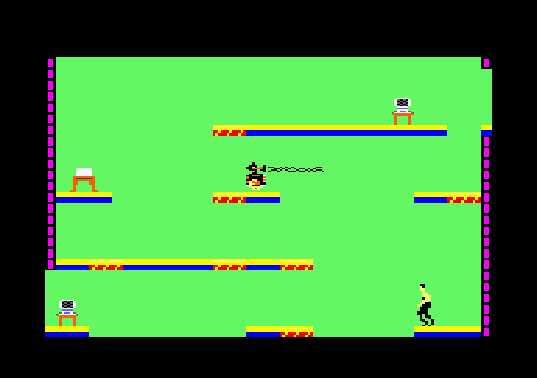 Impossible Mission Amstrad CPC Screenshot: I got myself onto this ledge...but can I get out of here?