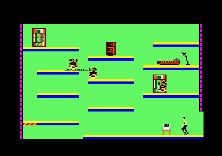Impossible Mission Amstrad CPC Screenshot: The first room to explore.