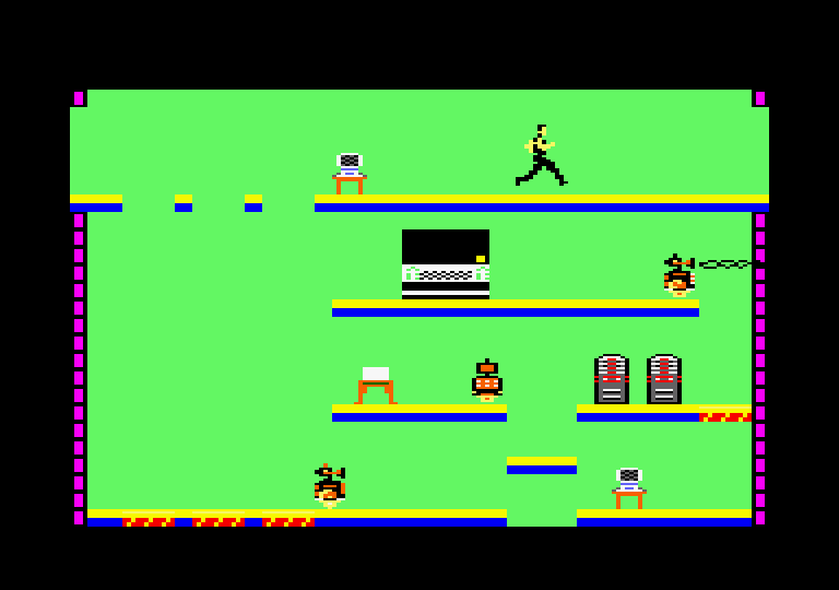Impossible Mission Amstrad CPC Screenshot: A few things to search here...or I can move on to the next room.
