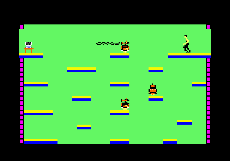 Impossible Mission Amstrad CPC Screenshot: Nothing in this room but many small platforms.