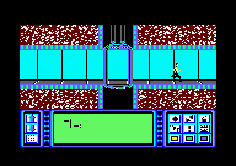 Impossible Mission Amstrad CPC Screenshot: Running from one room to another...