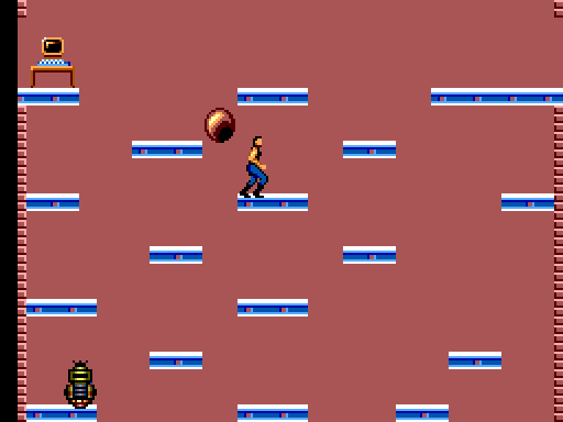 Impossible Mission Sega Master System Screenshot: Watch out for those giant 8-balls!