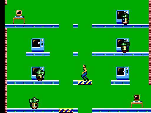 Impossible Mission Sega Master System Screenshot: Use the platform to reach different floors...