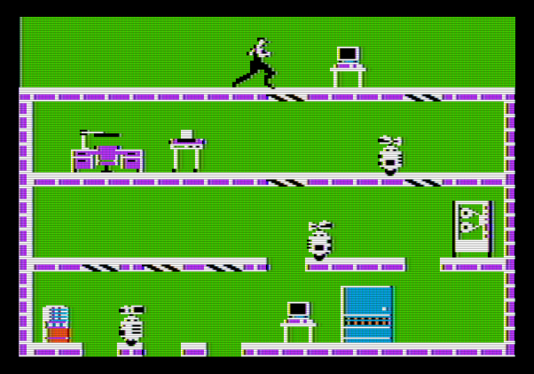 Impossible Mission Apple II Screenshot: Running through a room...