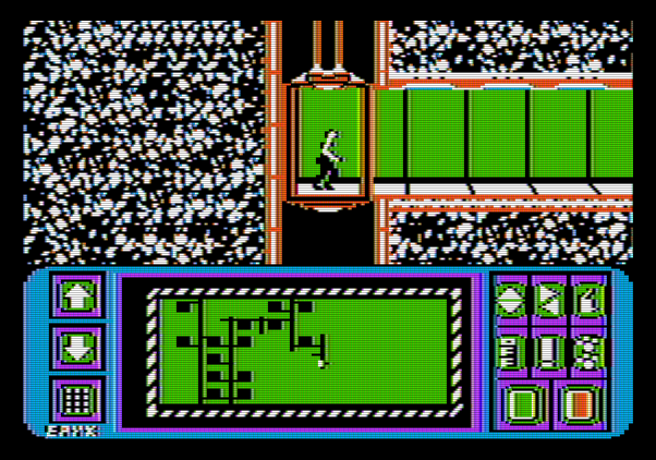 Impossible Mission Apple II Screenshot: As you explore the map of rooms fills in...