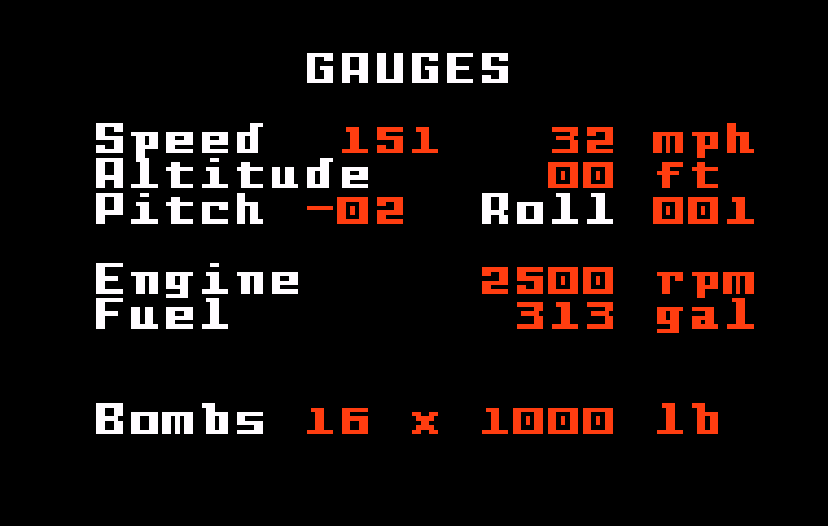 B-17 Bomber Intellivision Screenshot: Start your engine, and take off!