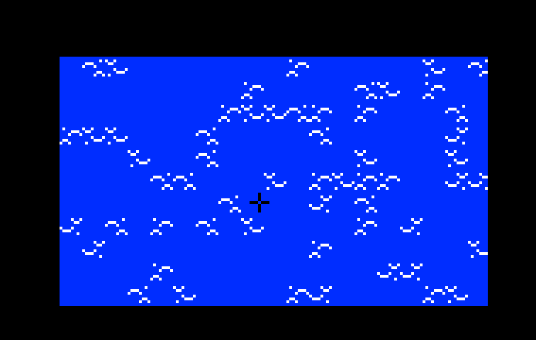 B-17 Bomber Intellivision Screenshot: Bomber view; Nothing to see when flying over water...