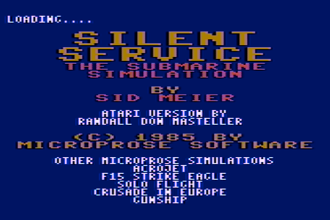 Silent Service Atari 8-bit Screenshot: Credits / copyright screen.