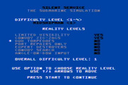Silent Service for Atari 8-bit - A few game actions you can set.