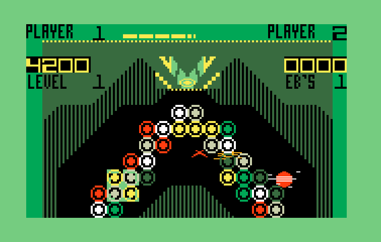 Vectron Intellivision Screenshot: Level completed! Everything flashes different colors.