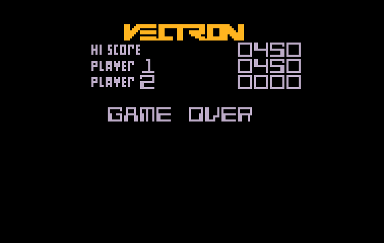 Vectron Intellivision Screenshot: Game over.