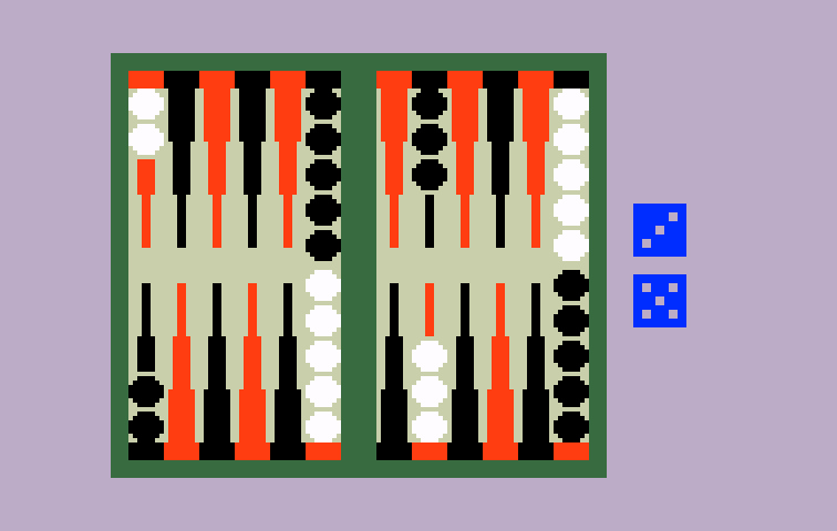 ABPA Backgammon Intellivision Screenshot: Rolling the dice...