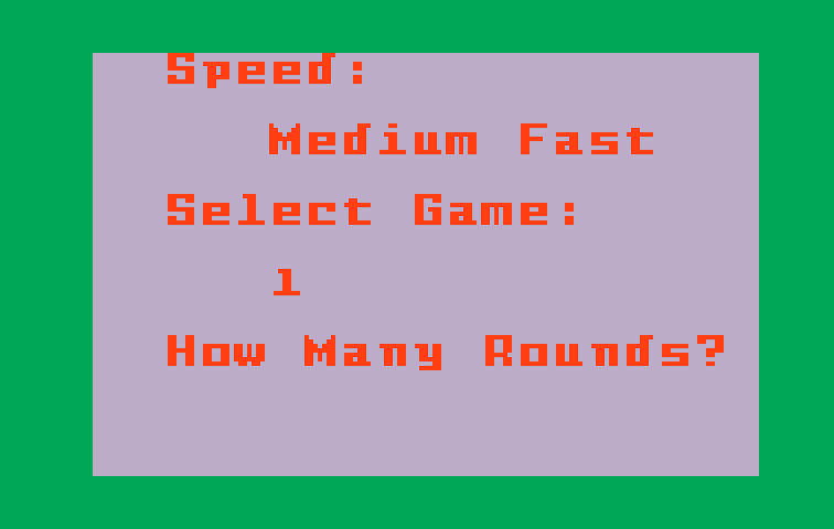 Snafu Intellivision Screenshot: Selecting game options.