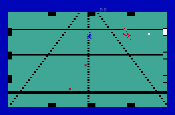 TRON: Deadly Discs Mattel Aquarius Screenshot: A few opponents destroyed, but more will appear!