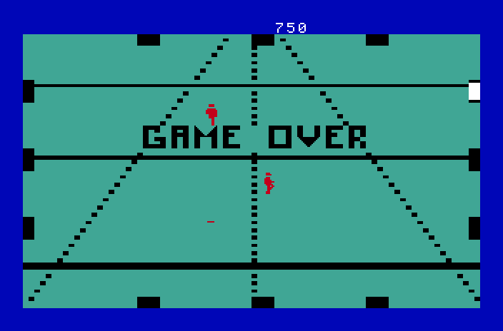 TRON: Deadly Discs Mattel Aquarius Screenshot: Game over.