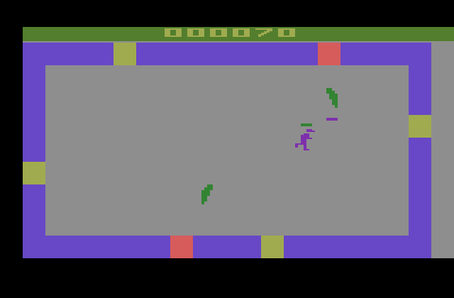TRON: Deadly Discs Atari 2600 Screenshot: Tron changes colors as he takes damage...