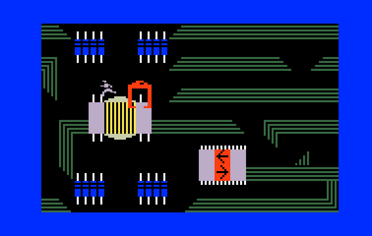 TRON: Maze-A-Tron Intellivision Screenshot: Hurry, before the recognizer catches you!
