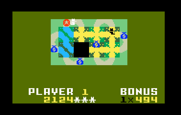 Happy Trails Intellivision Screenshot: Starting the second level.
