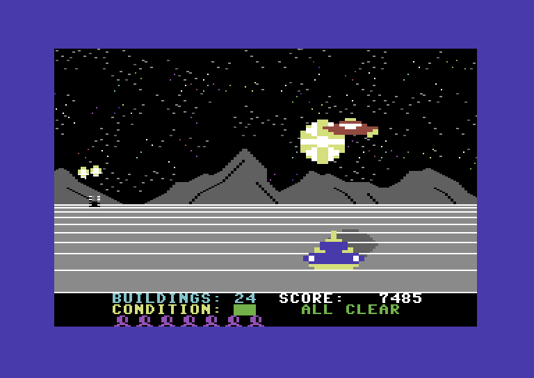 Lunar Outpost Commodore 64 Screenshot: Zytron destroyed!