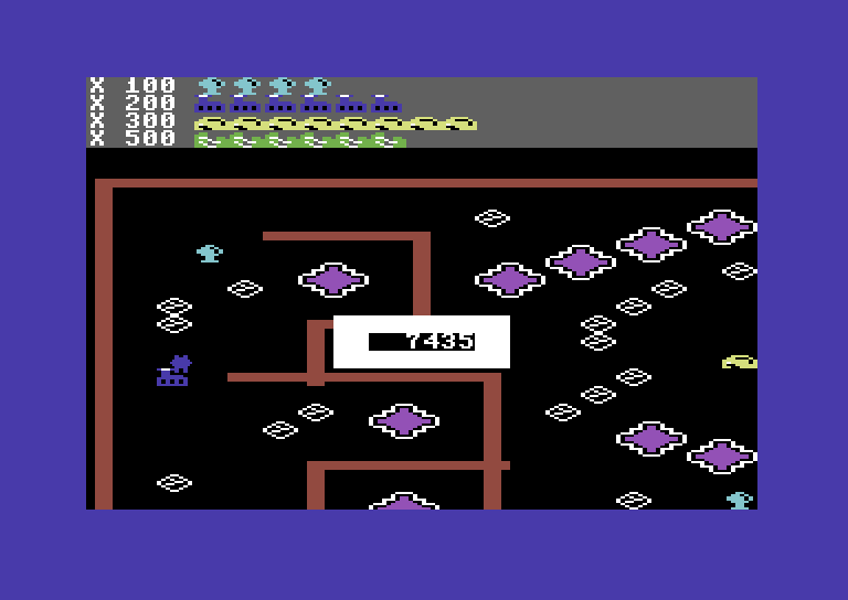 Lunar Outpost Commodore 64 Screenshot: Attack wave complete!